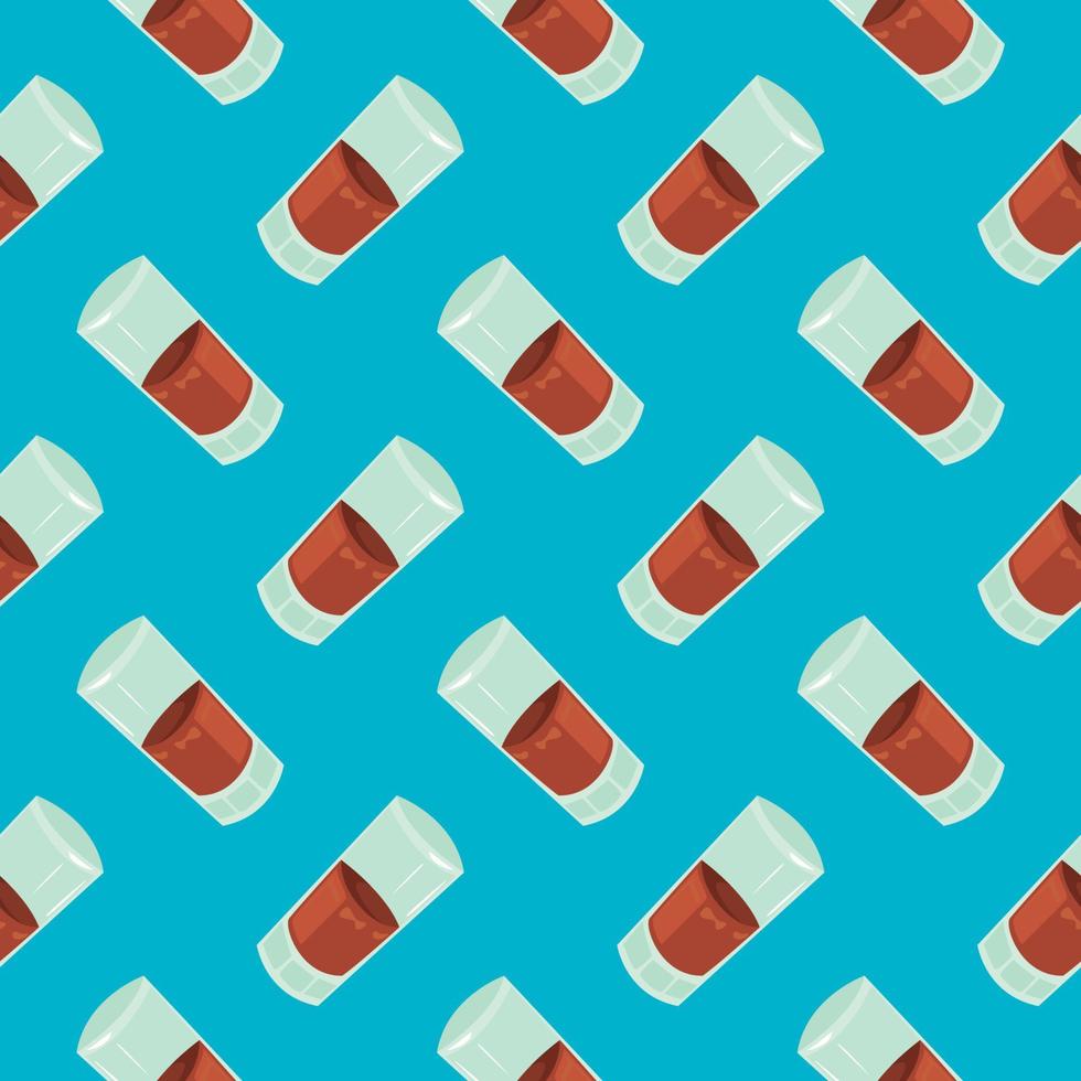 Coca cola in glass , seamless pattern on a light blue background. vector
