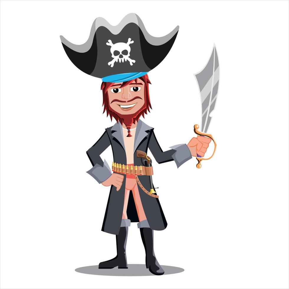 ilustración vectorial del personaje de dibujos animados pirata vector