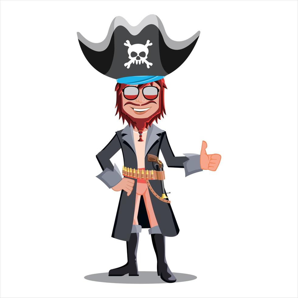 ilustración vectorial del personaje de dibujos animados pirata vector