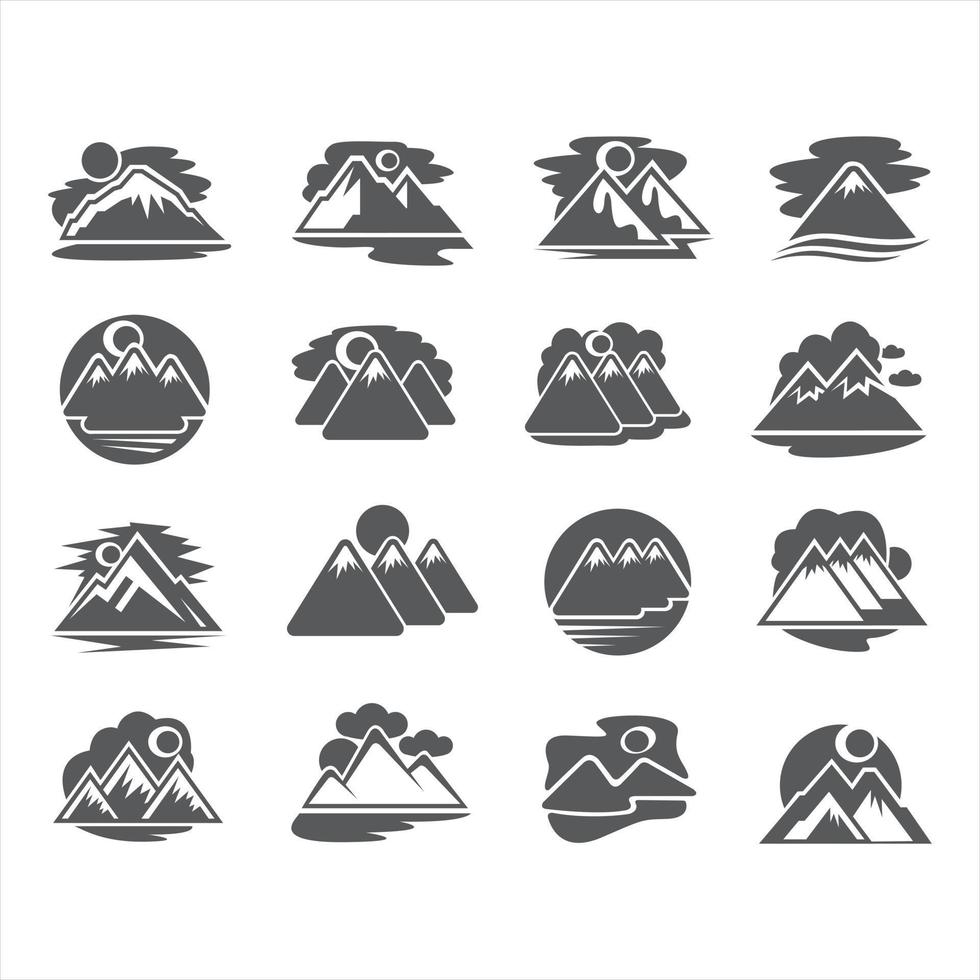 ilustración vectorial del conjunto de iconos de montaña vector
