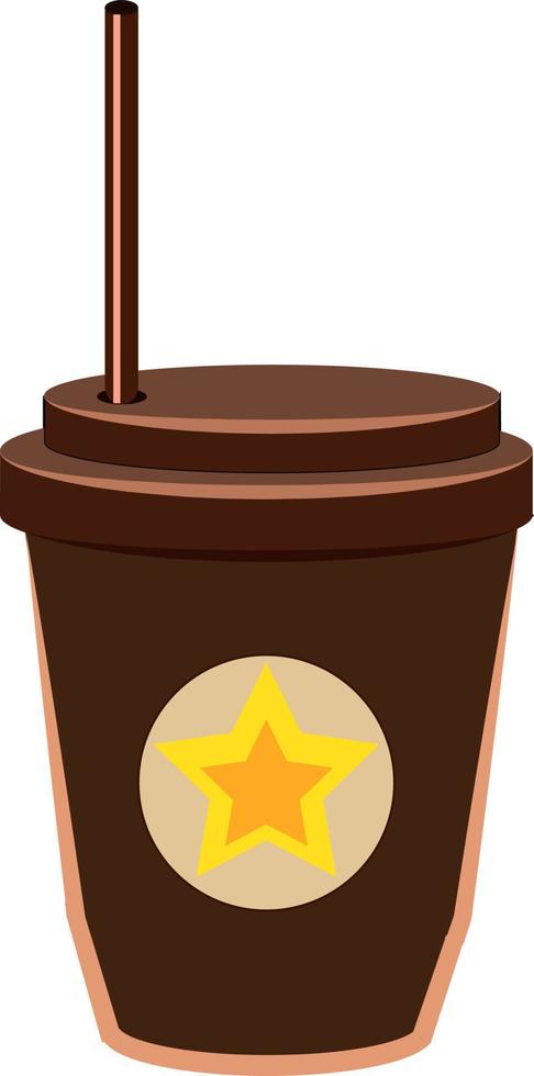 Brown cup, illustration, vector on white background.