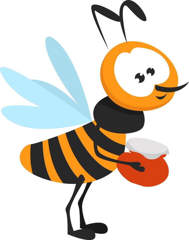 Bee holding a honey pot ,illustration,vector on white background vector