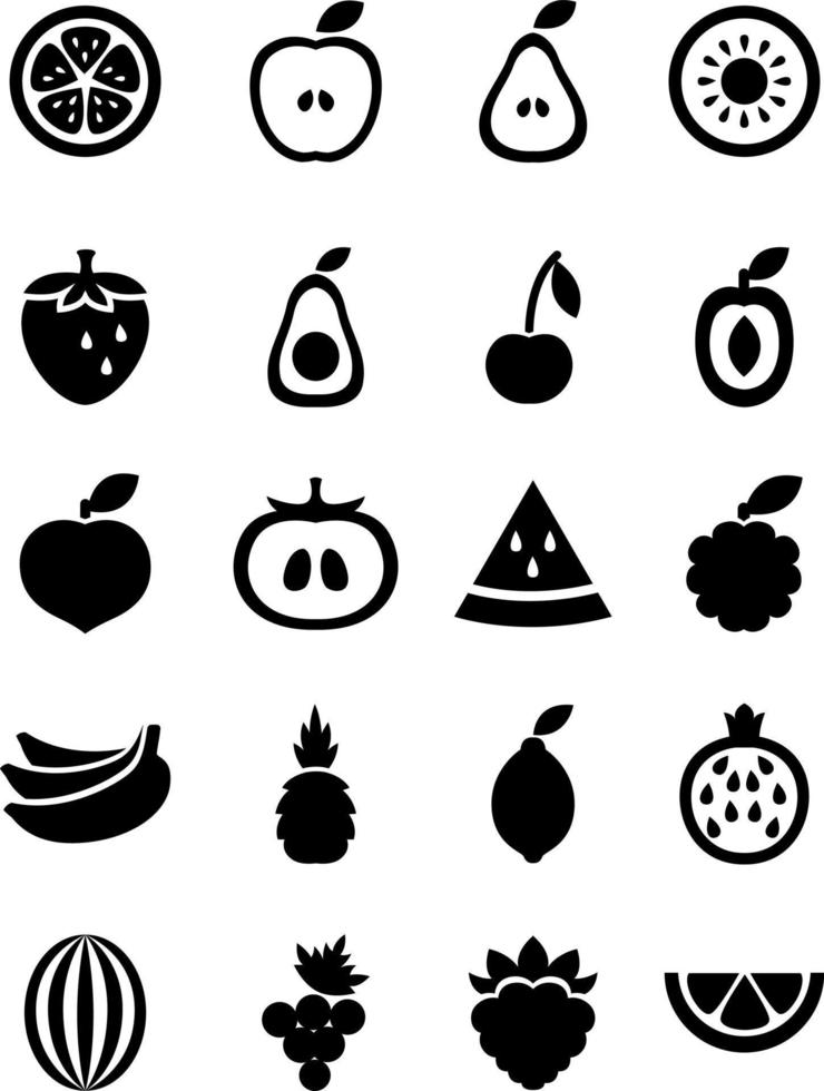 Different kinds of fruit, illustration, vector on white background.