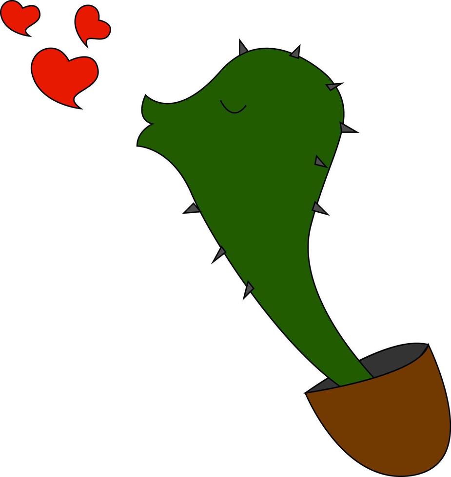 Cactus in love, illustration, vector on white background.
