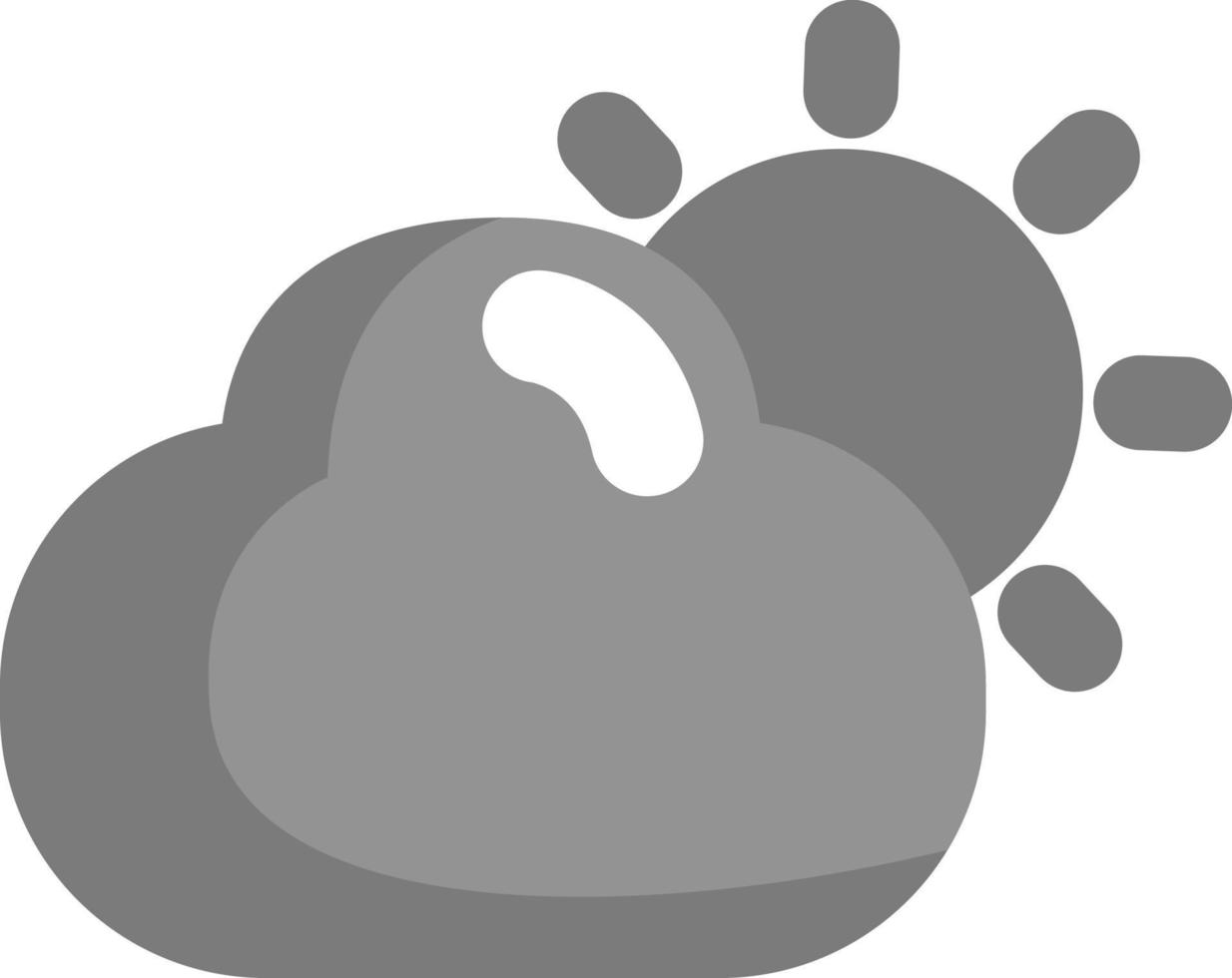 Grey cloud with sun, illustration, vector on a white background.
