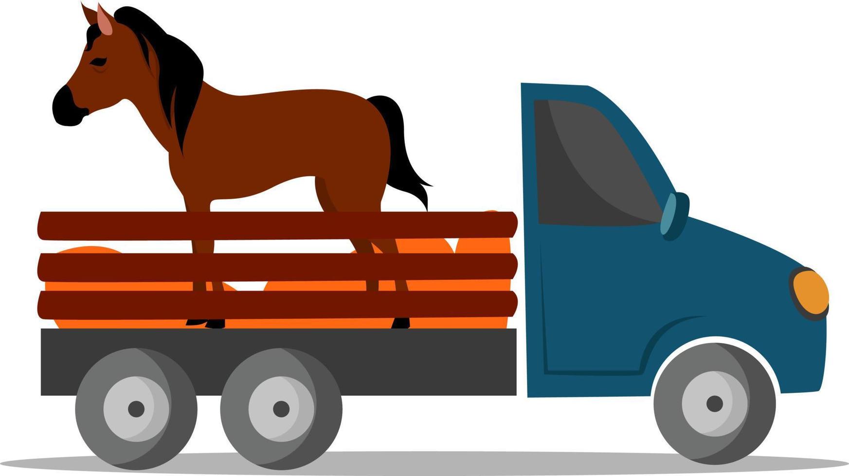 caballo en el camión, ilustración, vector sobre fondo blanco