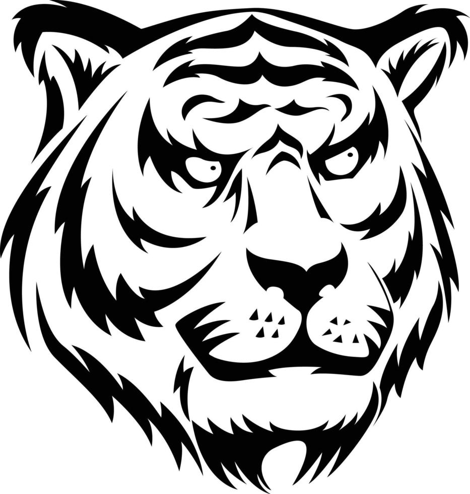 tatuaje de cara de tigre, grabado antiguo. vector