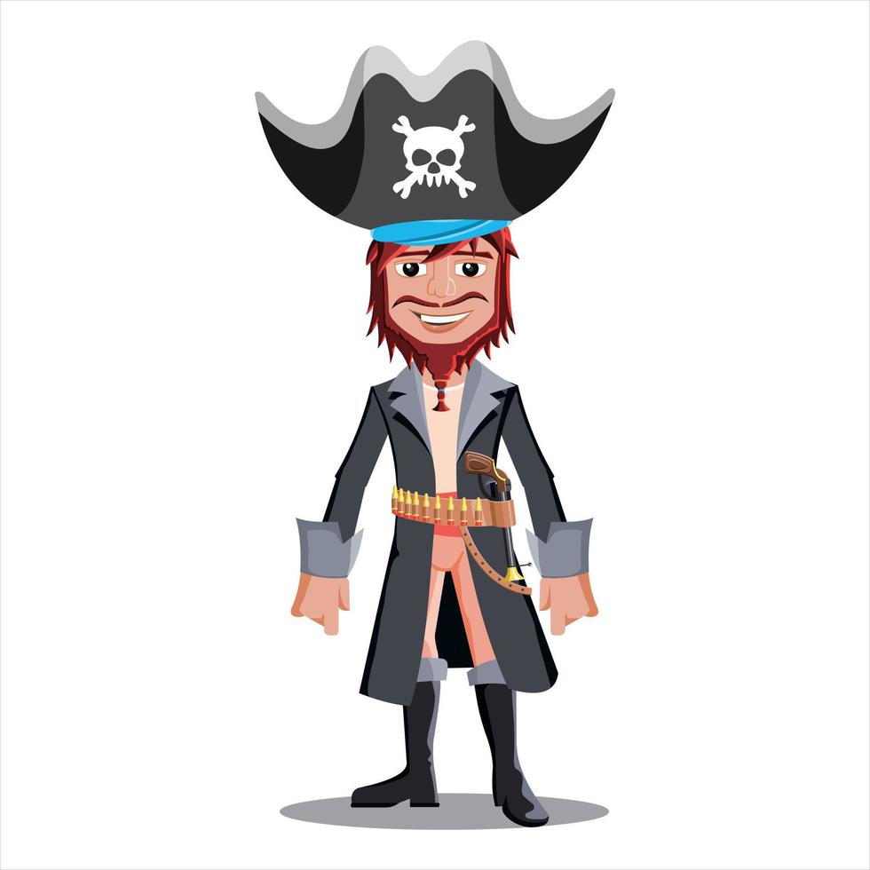 ilustración vectorial del personaje de dibujos animados pirata vector