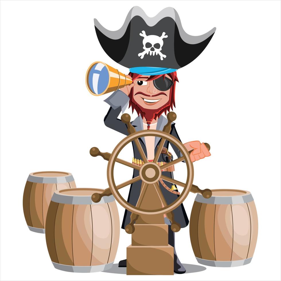 ilustración vectorial del personaje de dibujos animados pirata vector