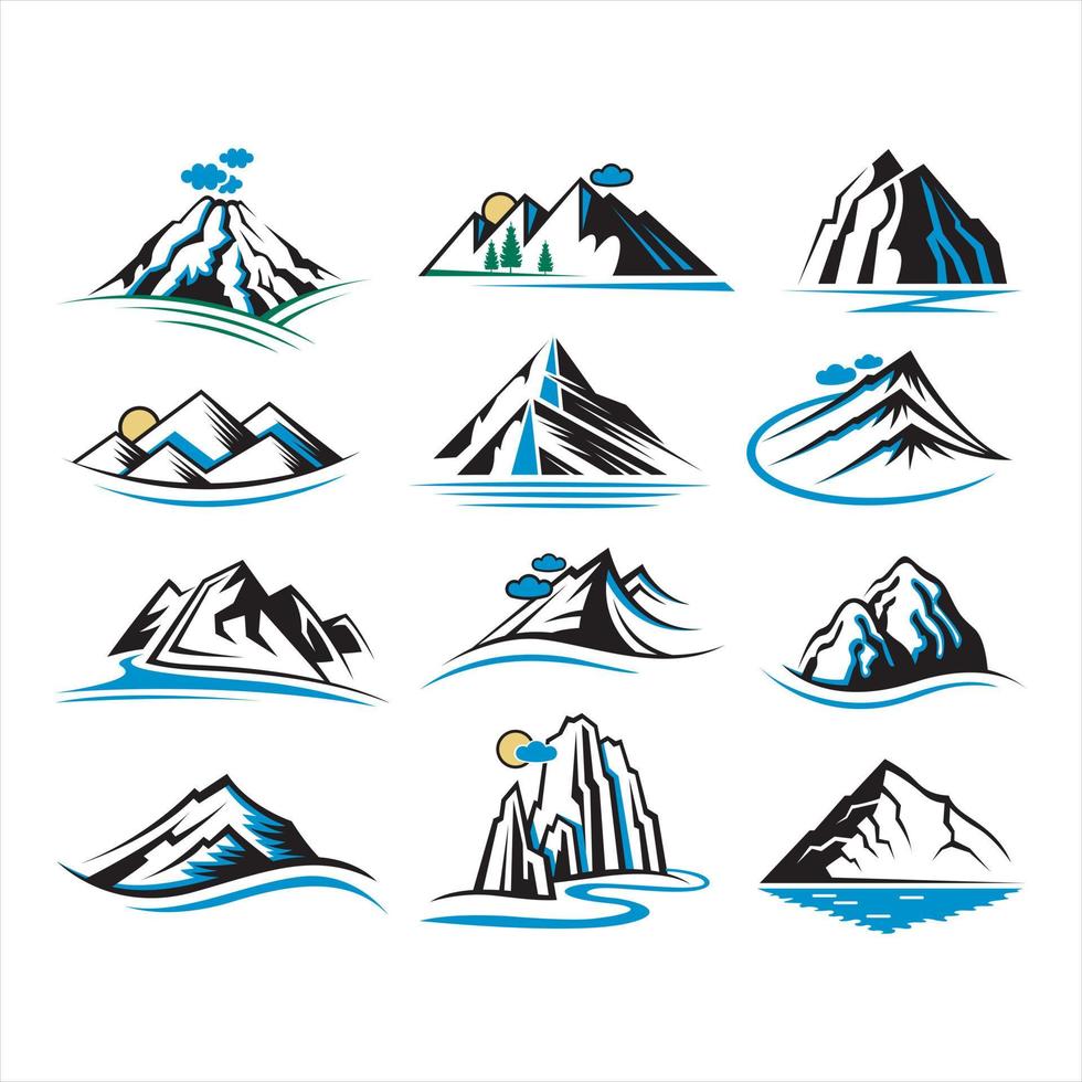 vector illustration of mountain icon set