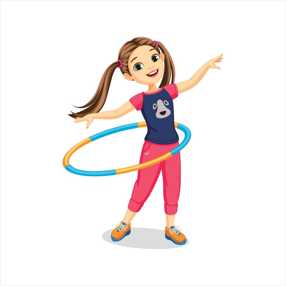 vector illustration of girl playing