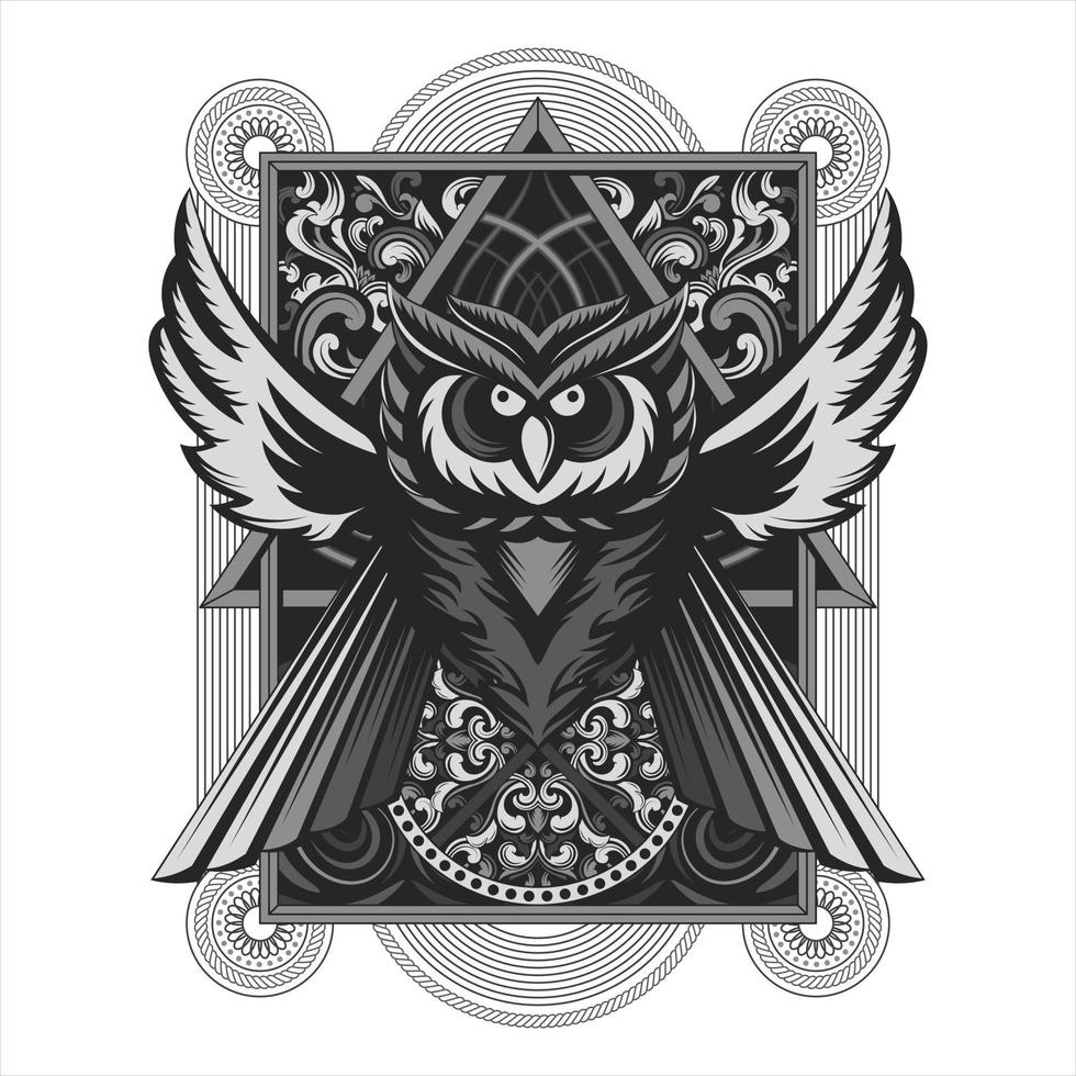 vector illustration of owl with wings
