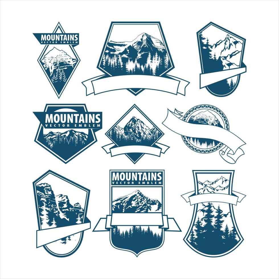 vector illustration of mountain icon set