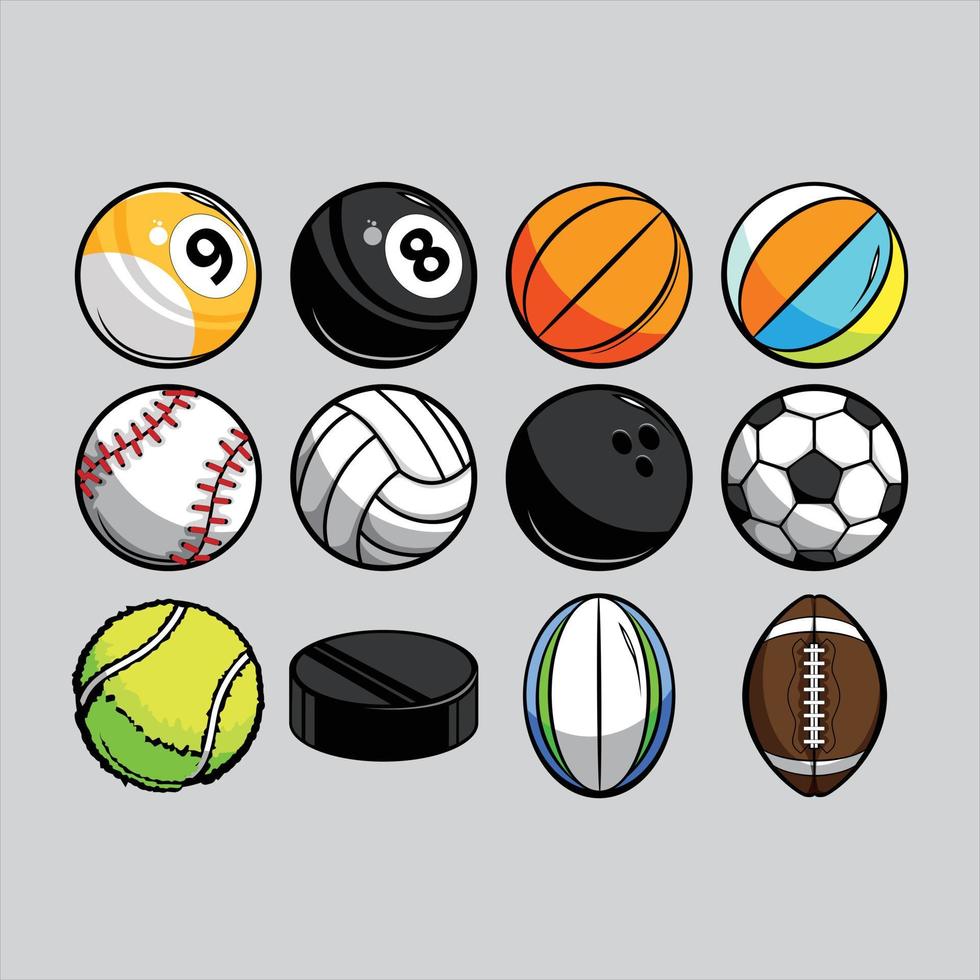 vector illustration of several kinds of balls