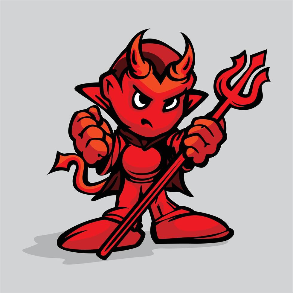 ilustración vectorial de un diablo con un tridente vector