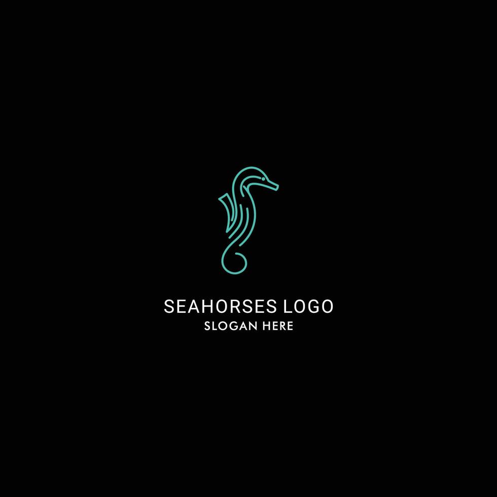 vector de diseño de icono de logotipo de caballitos de mar