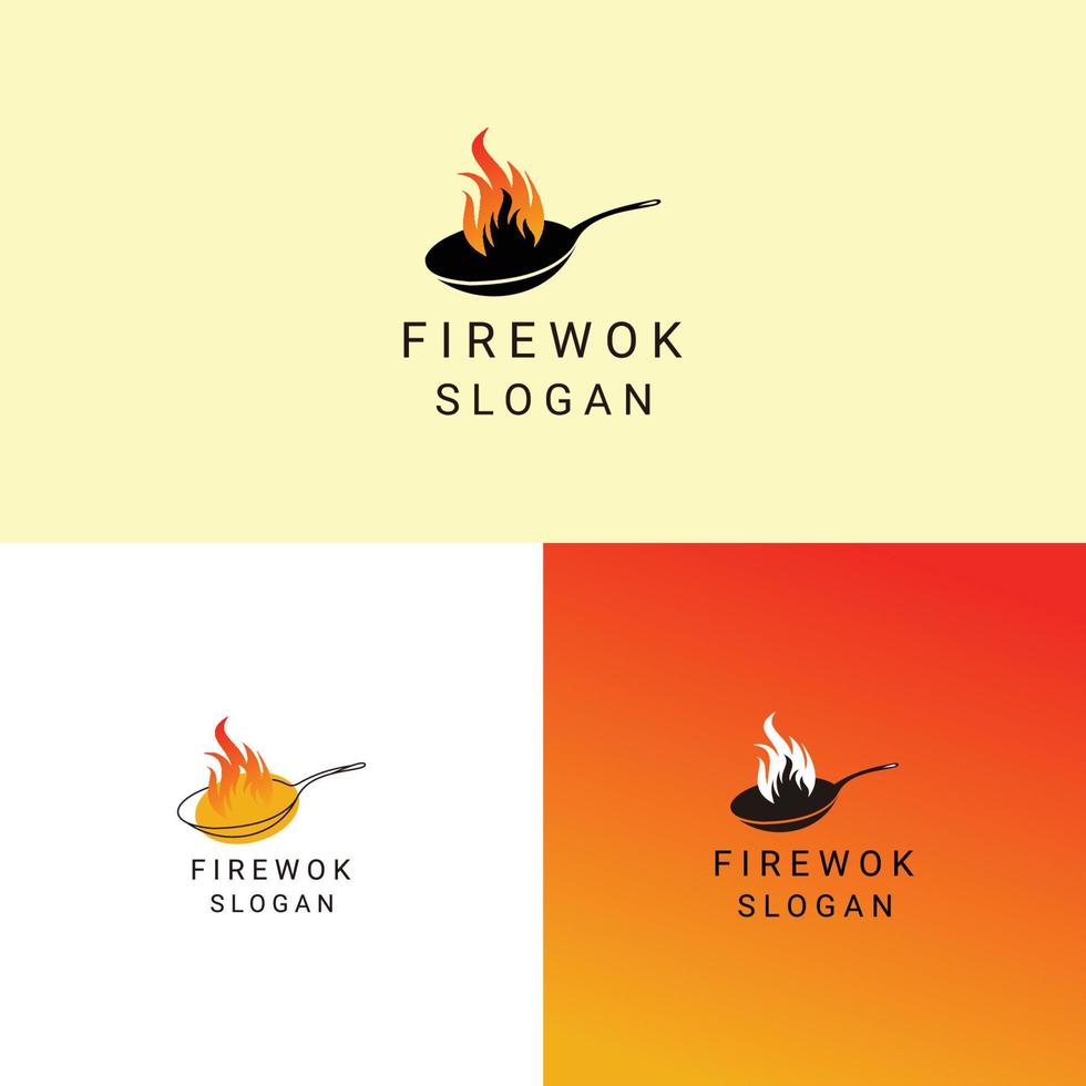 Fire wok logo design icon vector