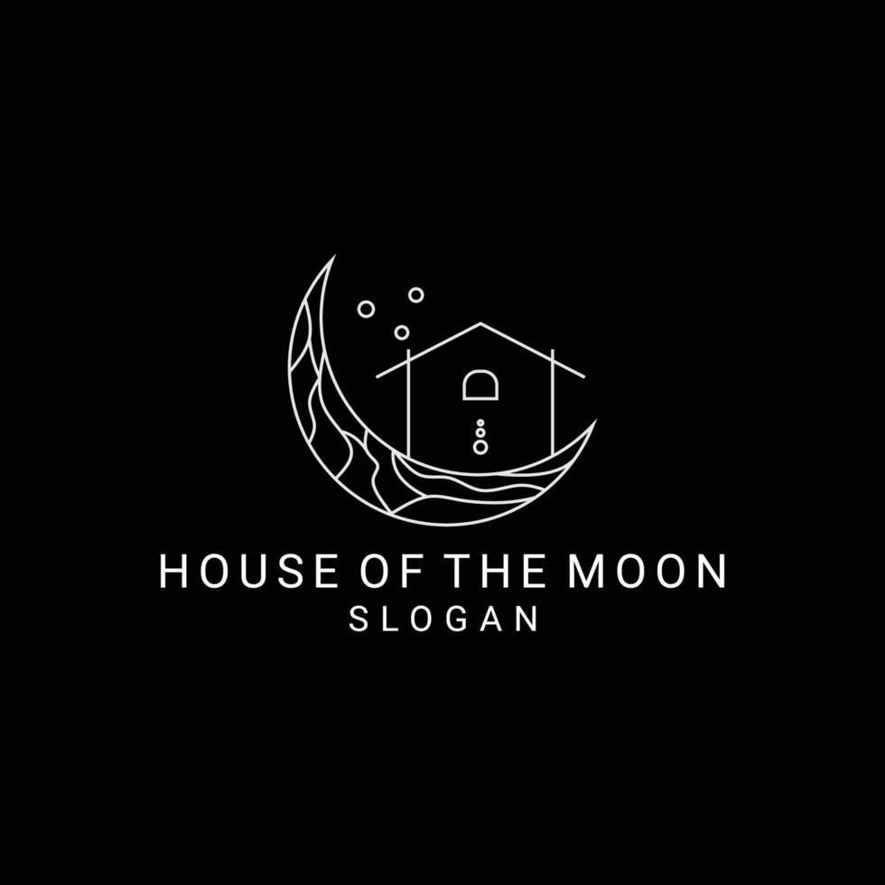 House moon logo design icon template vector