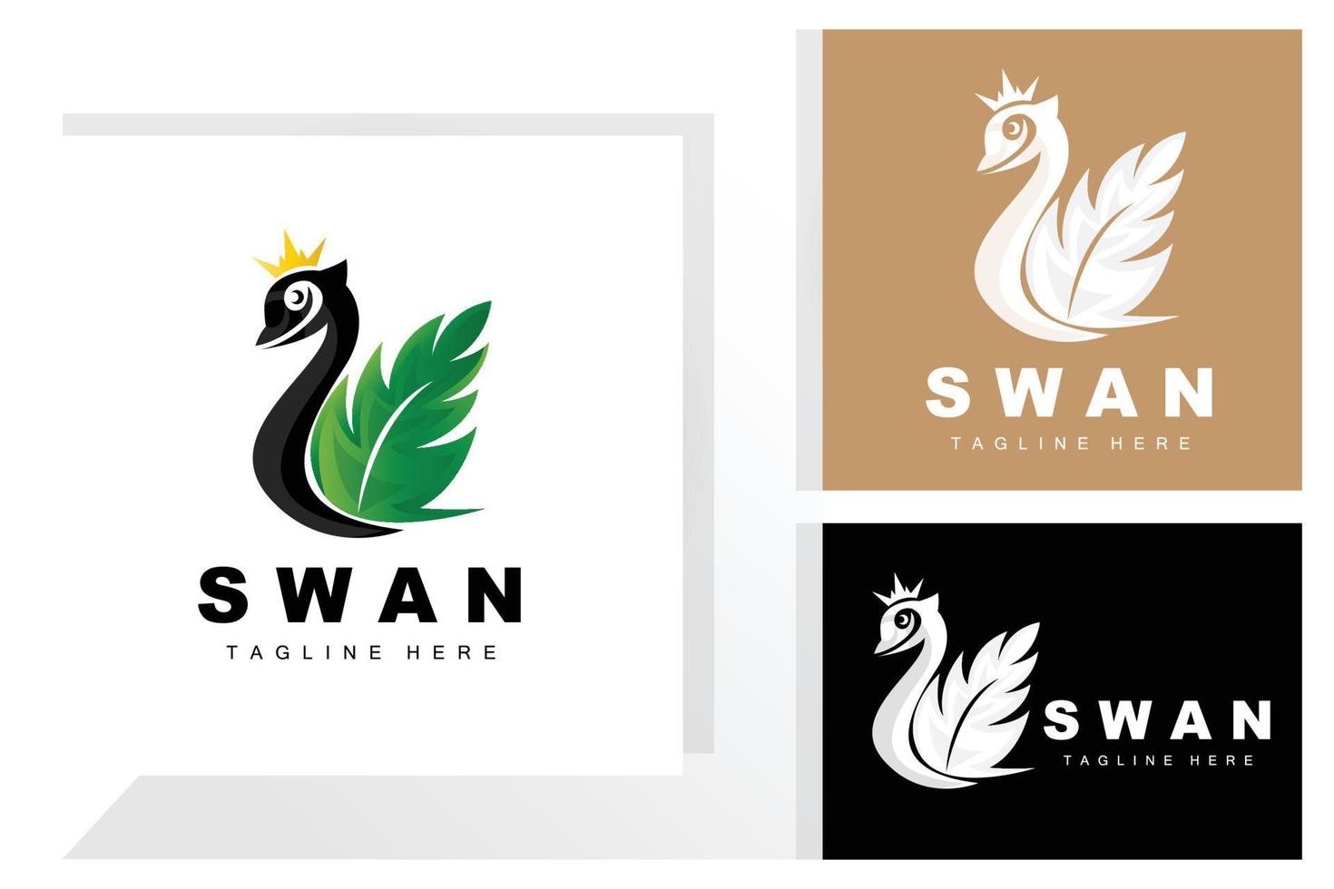 diseño de logotipo de cisne, ilustración de animales de pato, vector de plantilla de marca de empresa