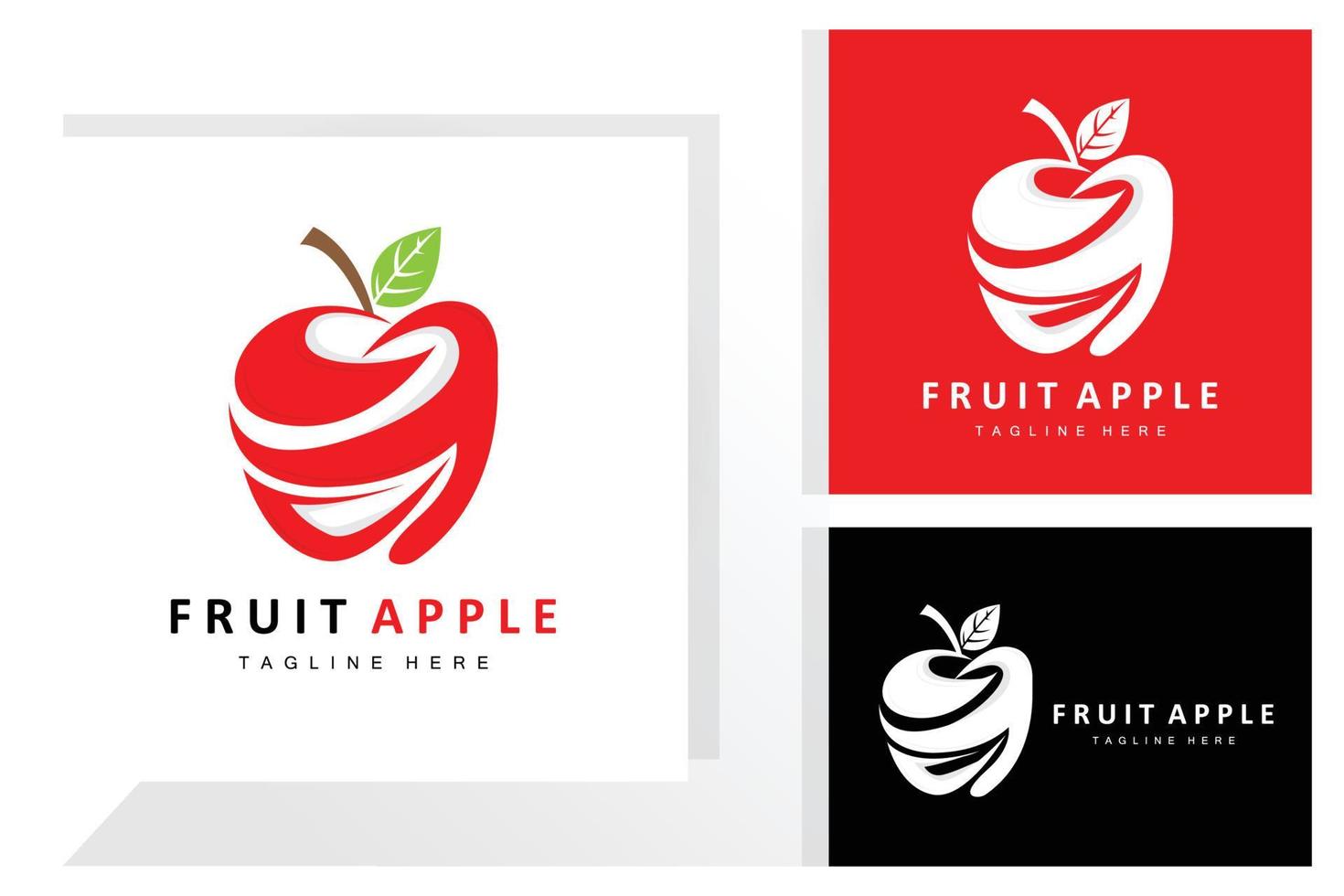 diseño de logotipo de manzana de fruta, vector de fruta roja, con estilo abstracto, ilustración de etiqueta de marca de producto