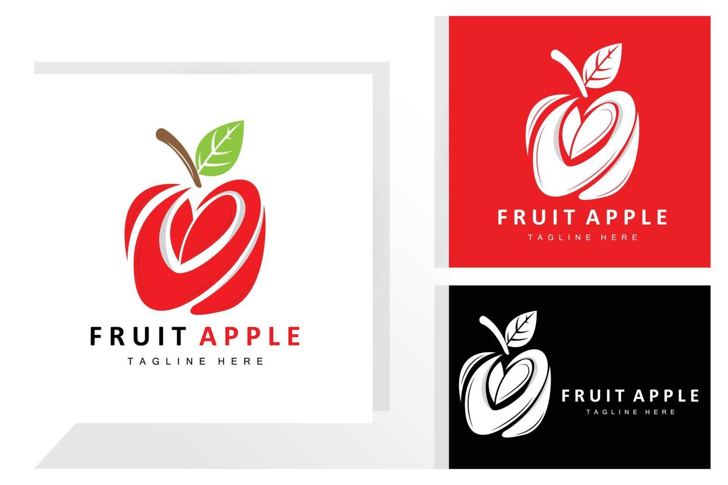 diseño de logotipo de manzana de fruta, vector de fruta roja, con estilo abstracto, ilustración de etiqueta de marca de producto