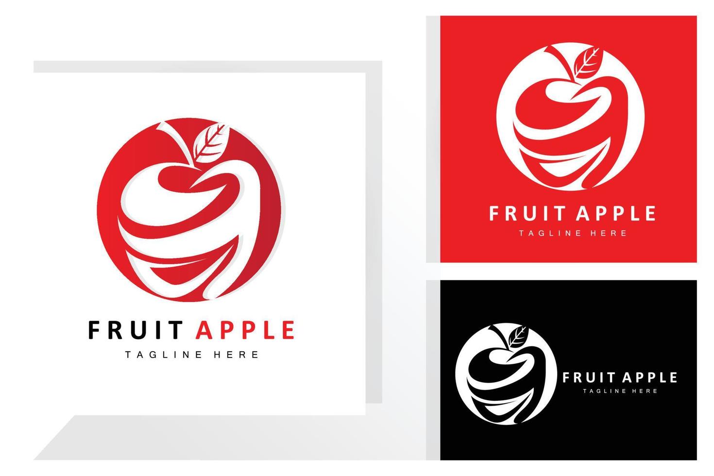 Fruit Apple Logo Design, Red Fruit Vector, With Abstract Style, Product Brand Label Illustration vector