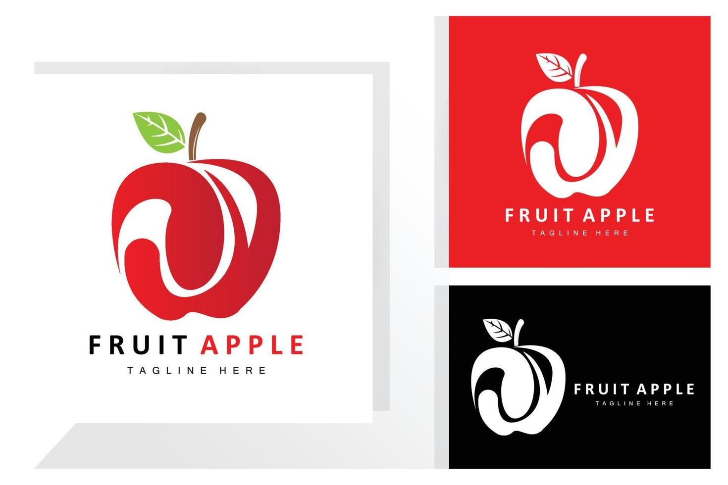 diseño de logotipo de manzana de fruta, vector de fruta roja, con estilo abstracto, ilustración de etiqueta de marca de producto