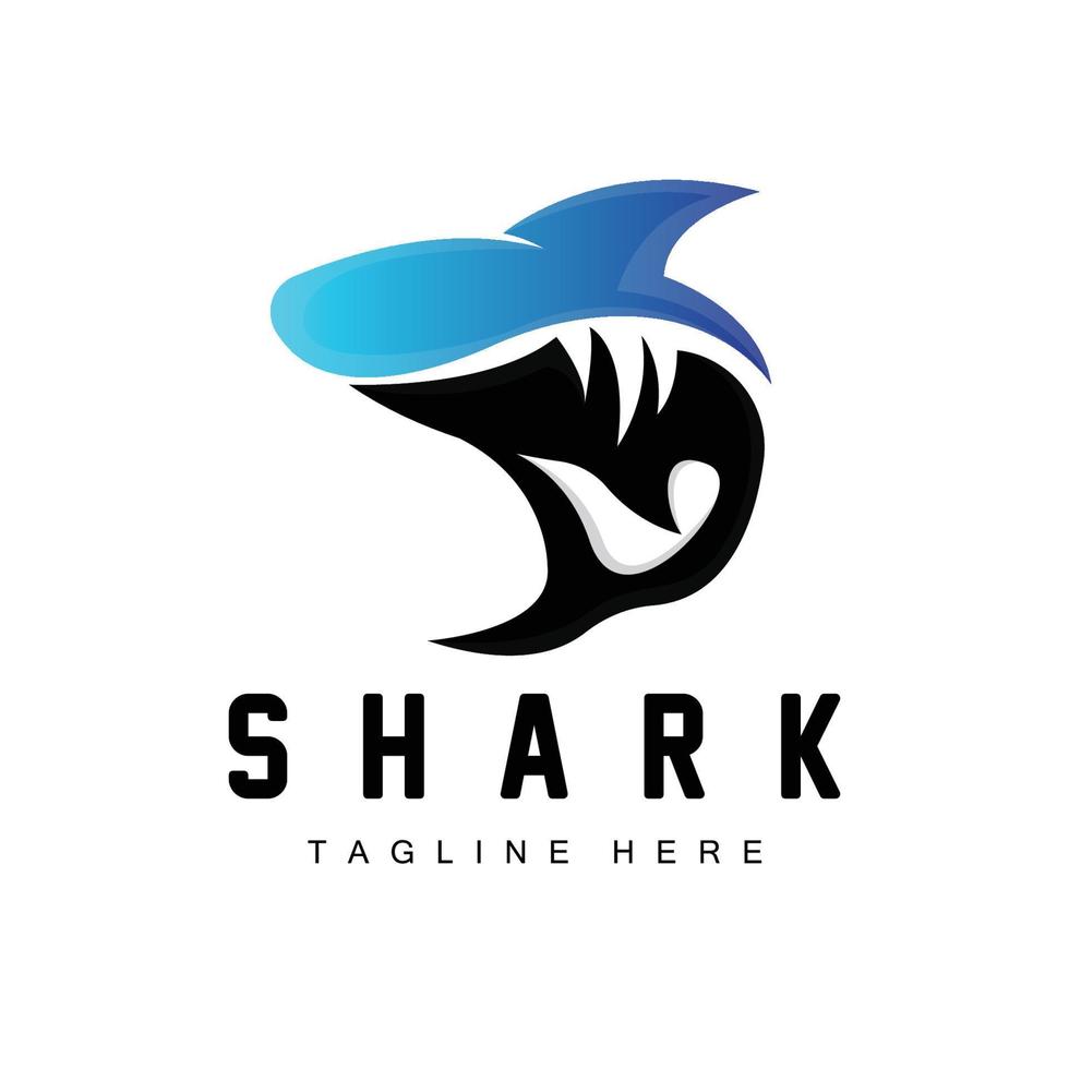 Shark Logo, Wild Fish Vector Illustration, Ocean Predator, Product Brand Design Icon