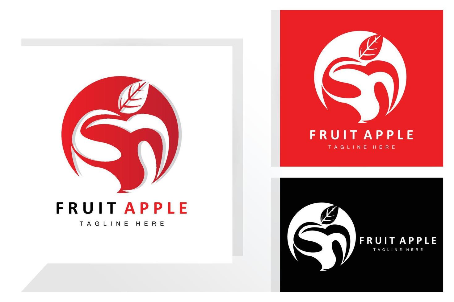 diseño de logotipo de manzana de fruta, vector de fruta roja, con estilo abstracto, ilustración de etiqueta de marca de producto