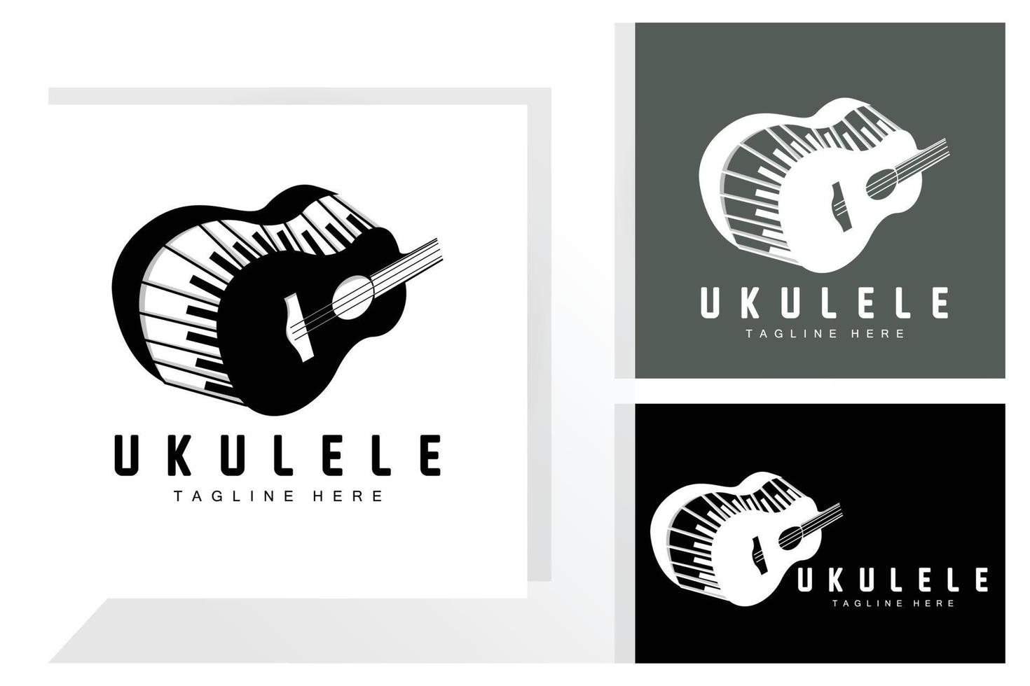 diseño de logotipo de música de ukelele minimalista, vector de guitarra de ukelele. diseño de logotipo de ukelele