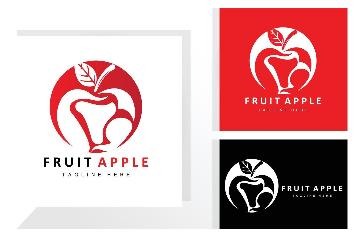 diseño de logotipo de manzana de fruta, vector de fruta roja, con estilo abstracto, ilustración de etiqueta de marca de producto