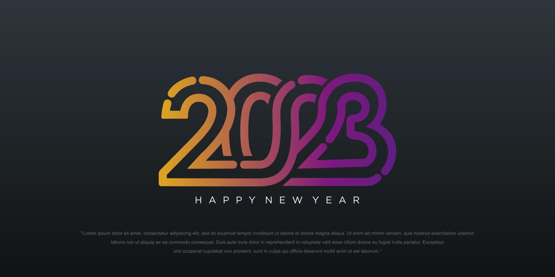 Diseño de texto de logotipo de feliz año nuevo 2023. Plantilla de diseño de número 2023. ilustración vectorial vector