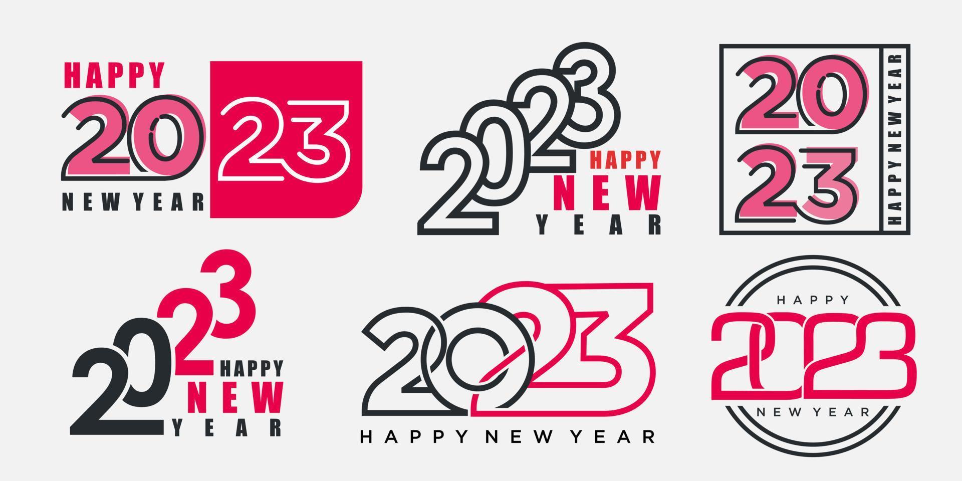 Diseño de texto de logotipo de feliz año nuevo 2023. Colección de plantillas de diseño de números 2023. ilustración vectorial vector