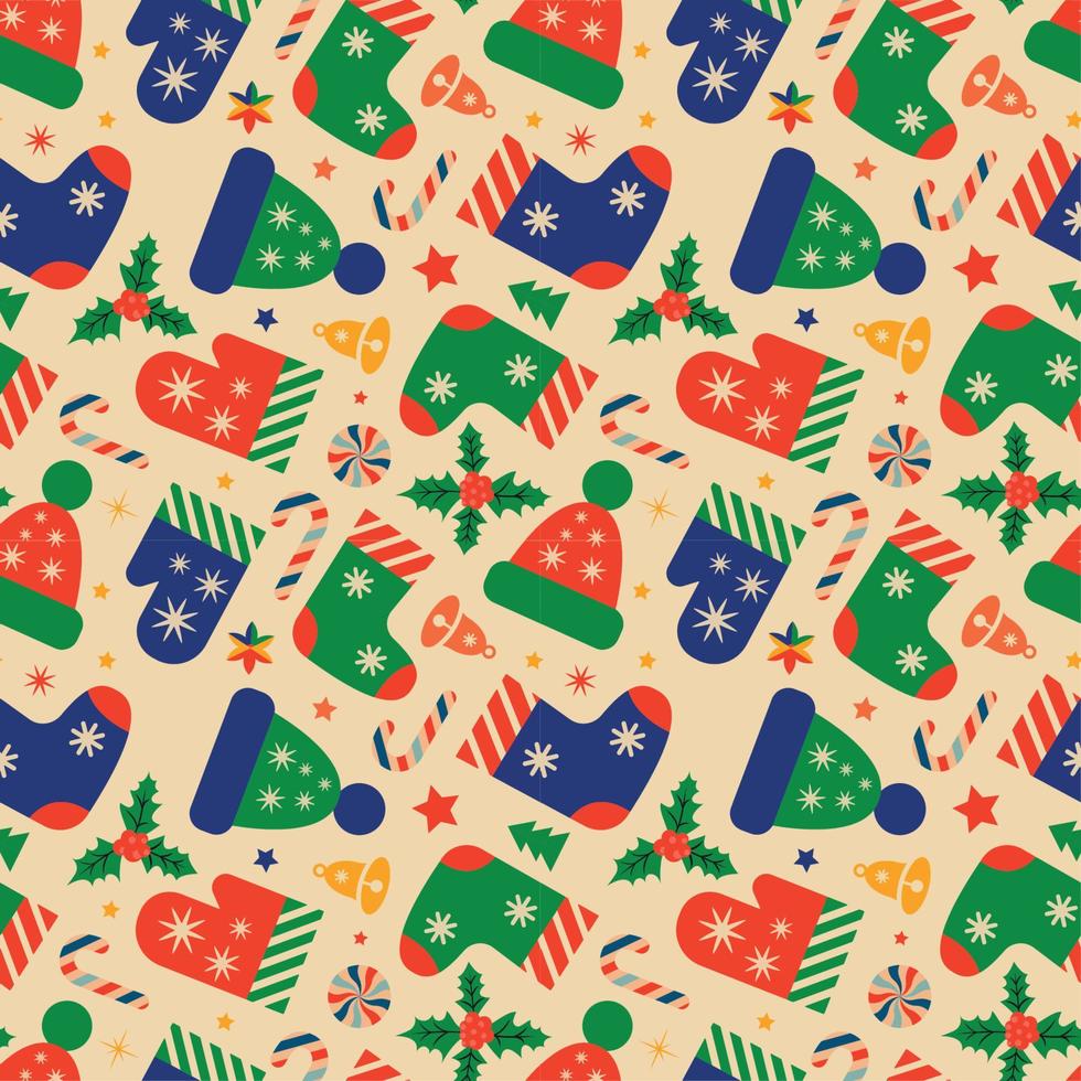 Retro Christmas pattern with Santa Claus vector
