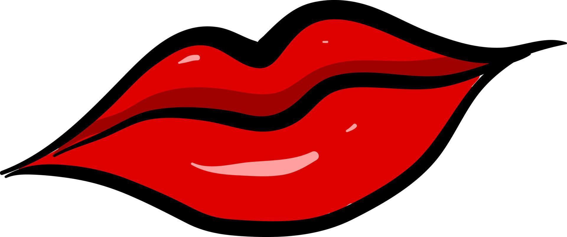 Red lips, illustration, vector on white background.
