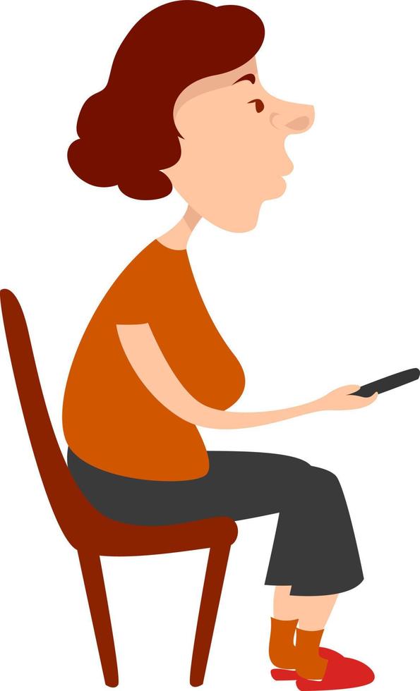 Woman watching tv, illustration, vector on white background
