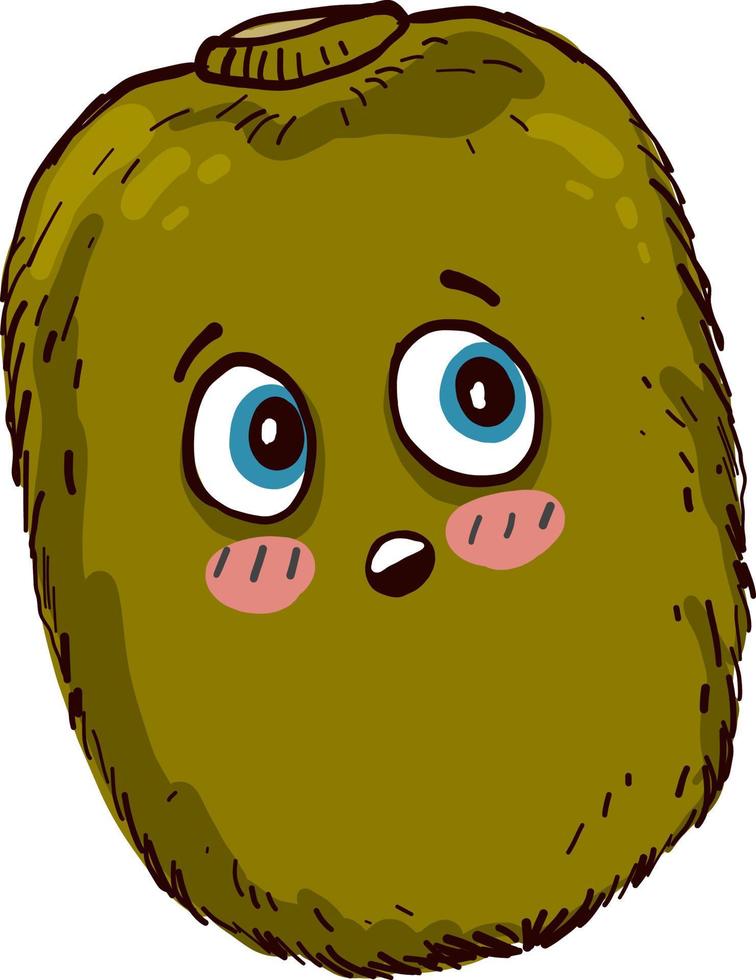 Sad kiwi , illustration, vector on white background