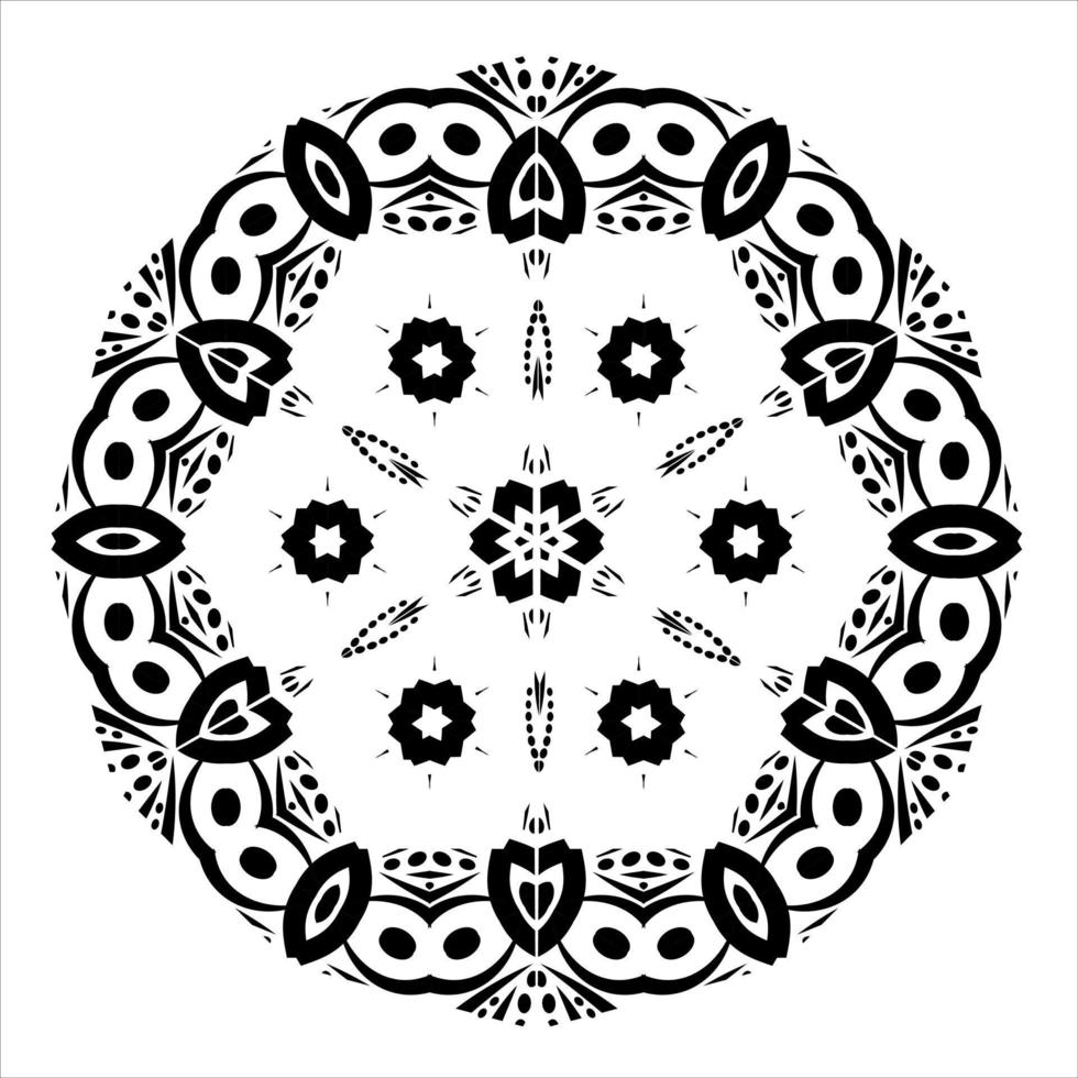 ornamento geométrico circular monocromático. mandala redonda para colorear la página del libro. plantilla para imprimir en tela. vector