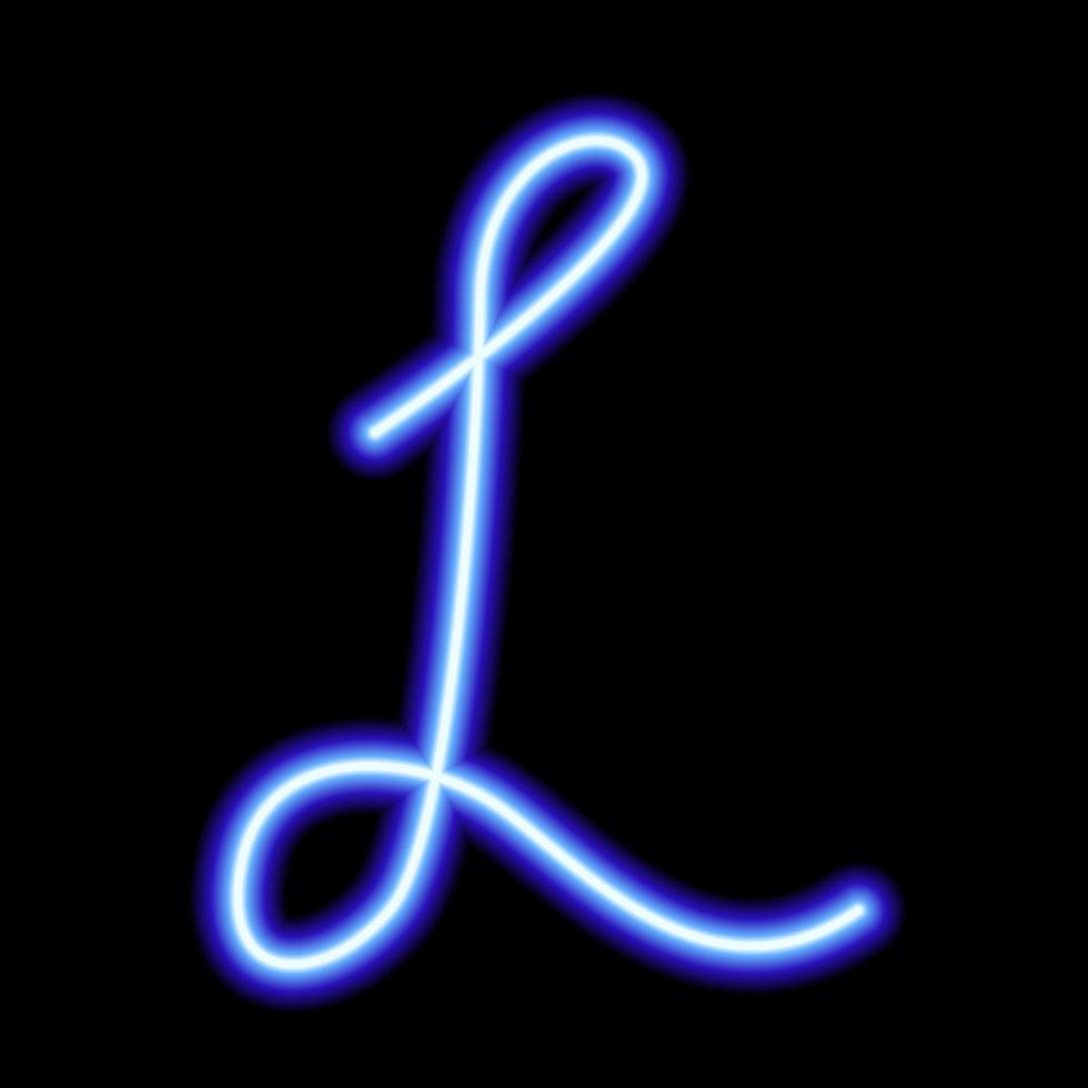 neon blue symbol L on a black background vector