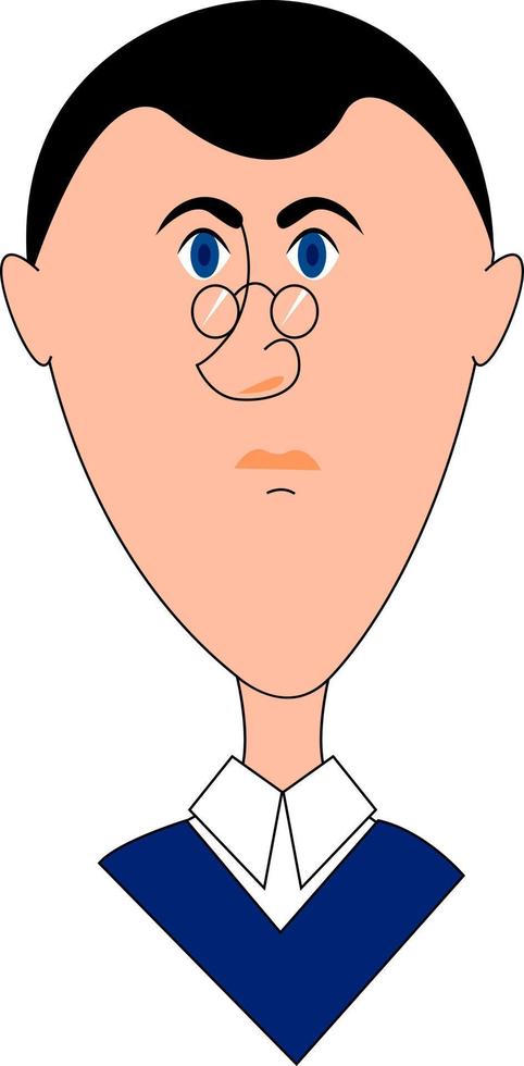Man with glasses, illustration, vector on white background