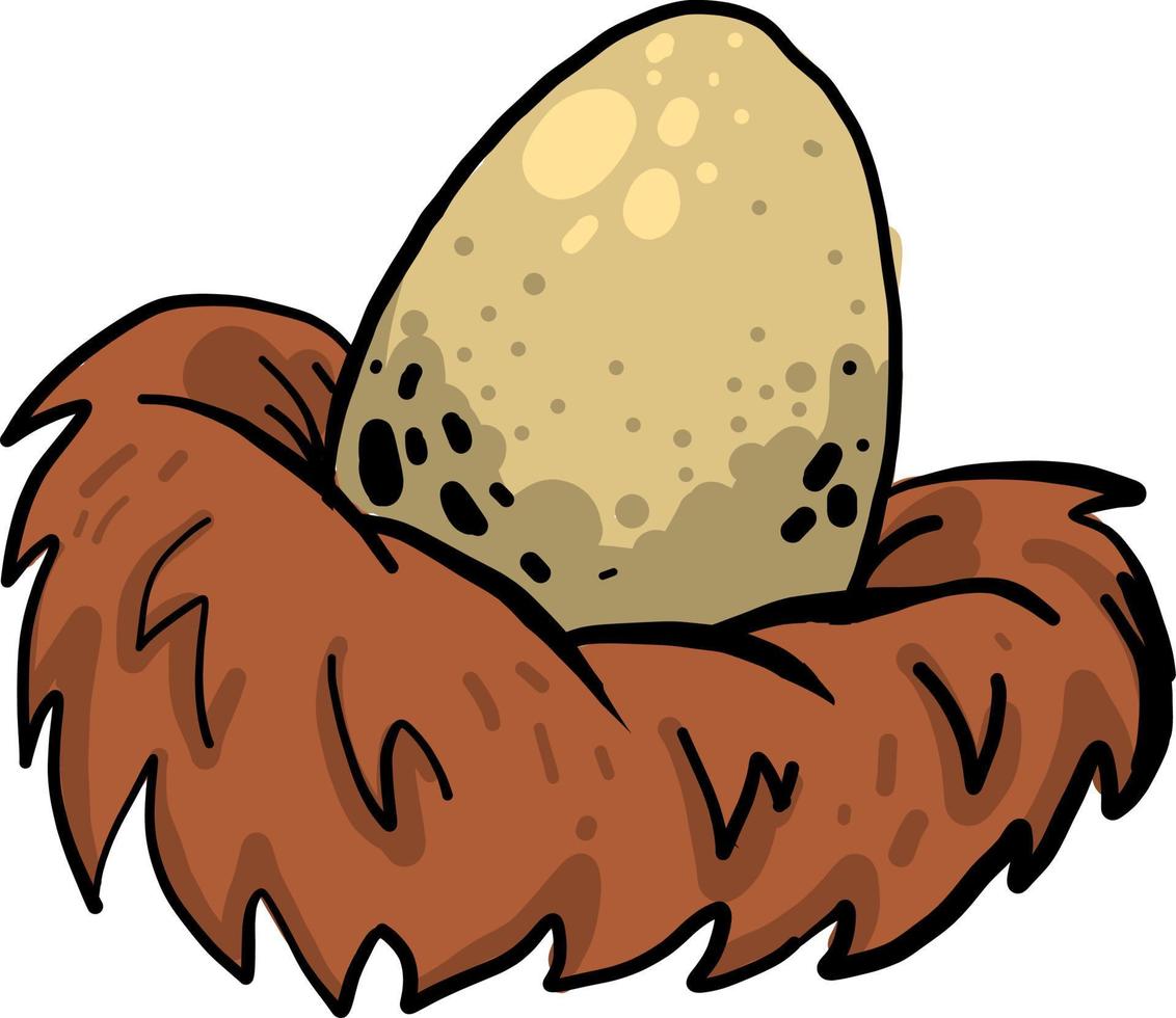 Egg in a nest, illustration, vector on white background