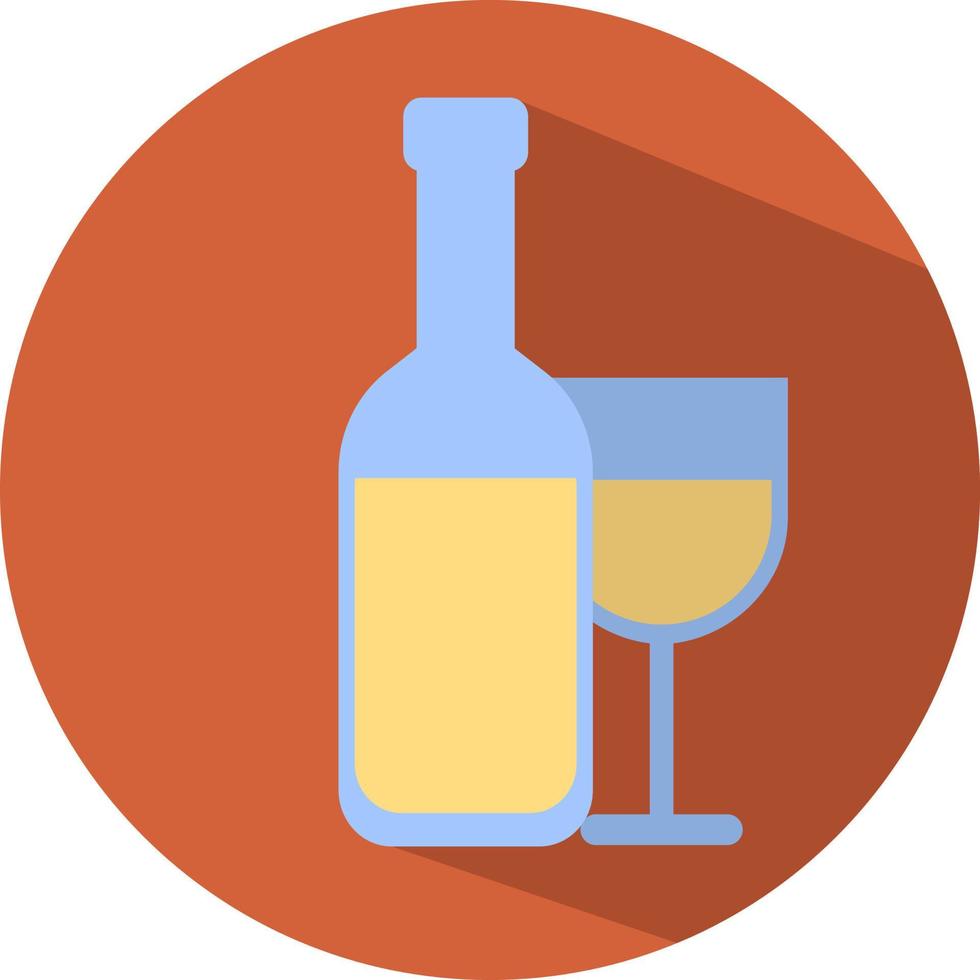 White wine in a bottle and glass, illustration, vector on white background.