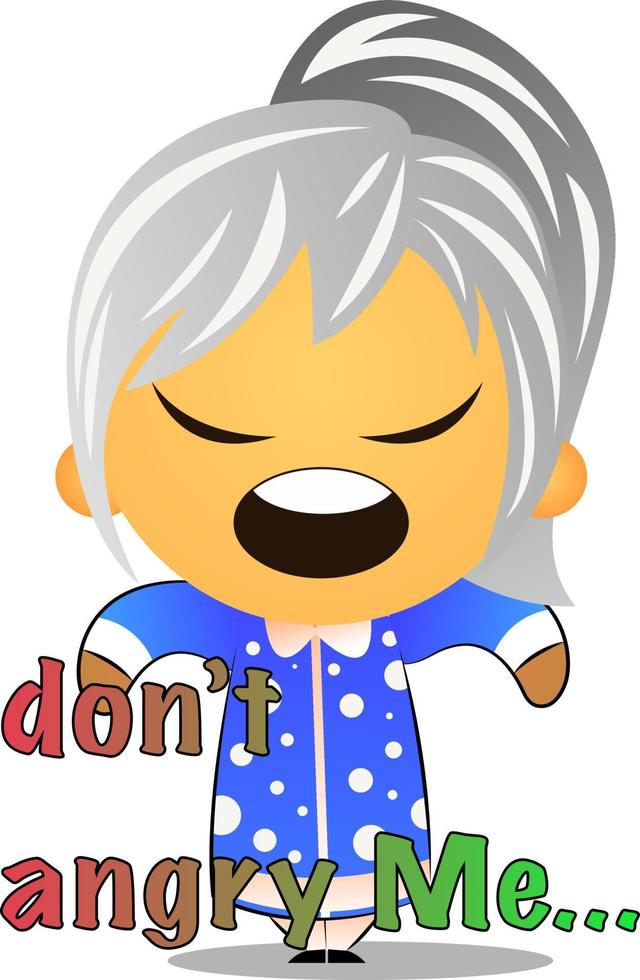 Grandma is angry, illustration, vector on white background.
