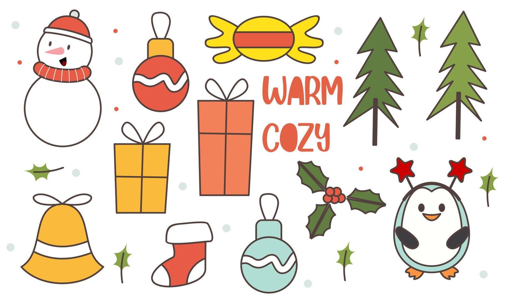 Collection of Vintage Merry Christmas And Happy New Year elements vector
