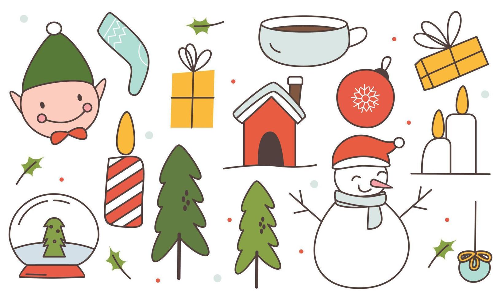 Collection of Vintage Merry Christmas And Happy New Year elements vector