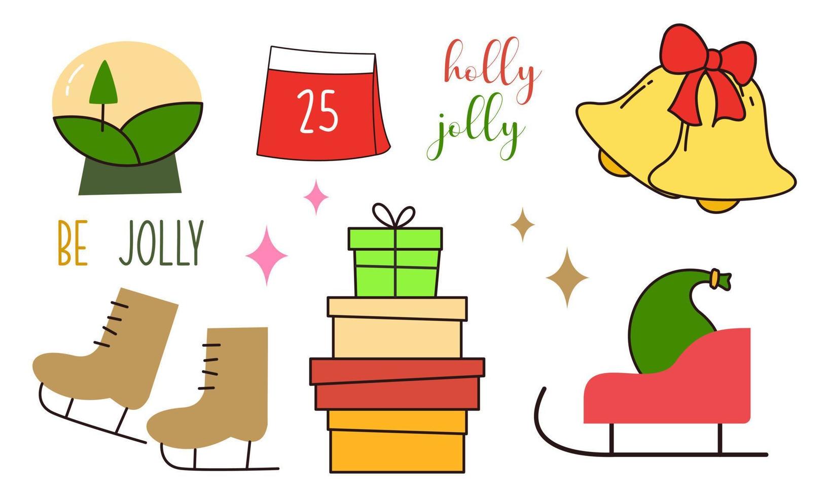 Collection of Vintage Merry Christmas And Happy New Year elements vector