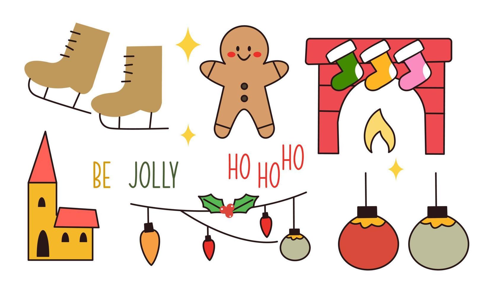 Collection of Vintage Merry Christmas And Happy New Year elements vector