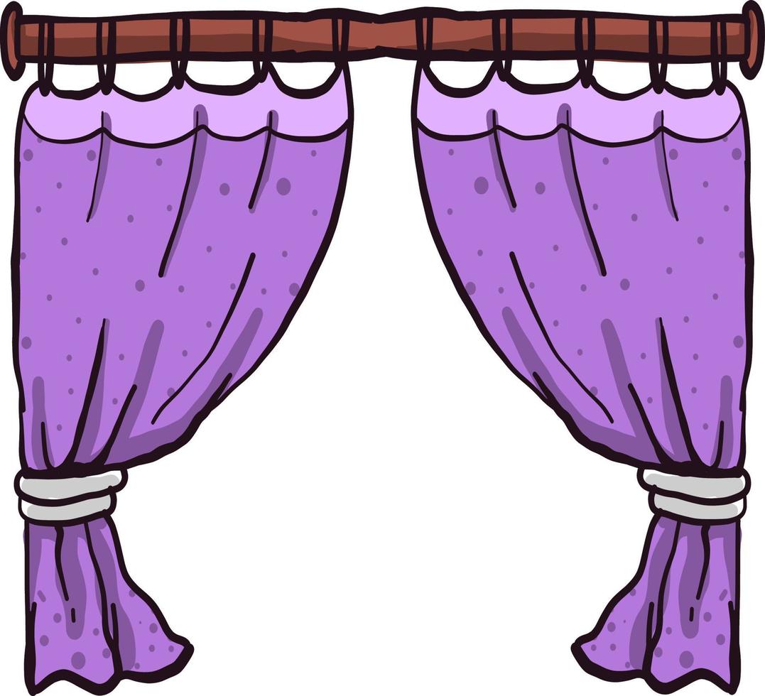 Purple curtain, illustration, vector on white background.