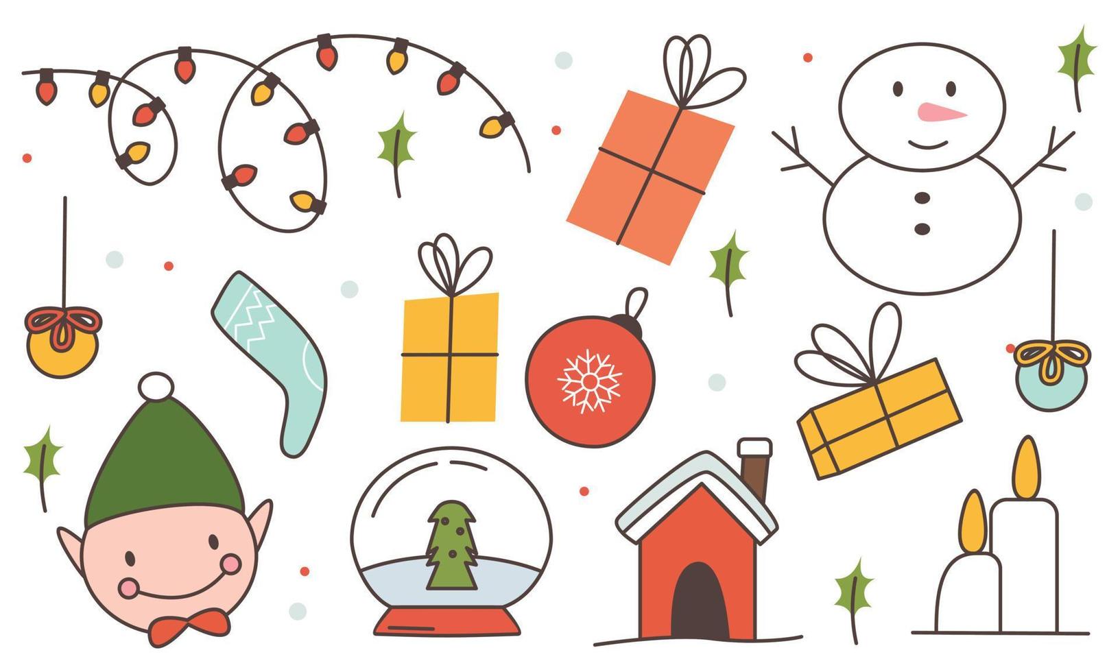 Collection of Vintage Merry Christmas And Happy New Year elements vector