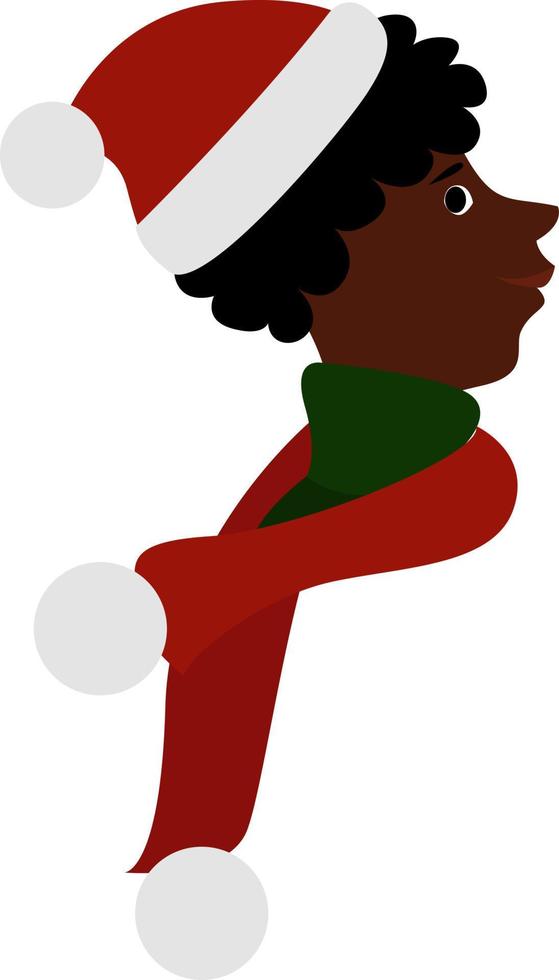 Boy with scarf, illustration, vector on white background.